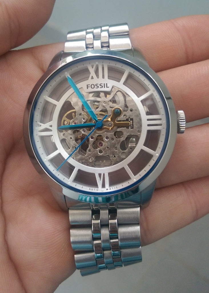 Fossil Townsman Automatic Skeleton Silver Dial Silver Steel Strap Watch for Men - ME3044 Buy Now By Fossil