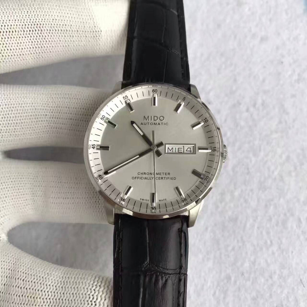 Mido Comander II Automatic Chronometer Silver Dial Black Leather Strap Watch For Men - M021.431.16.031.00 Buy Now By Mido