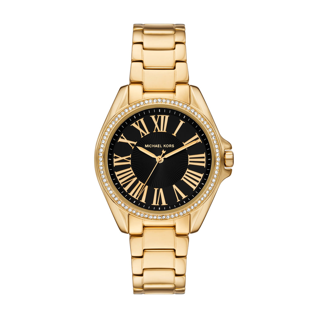 Michael Kors Kacie Analogue Black Dial Gold Steel Strap Watch for Women - MK4852 Buy Now By Michael Kors
