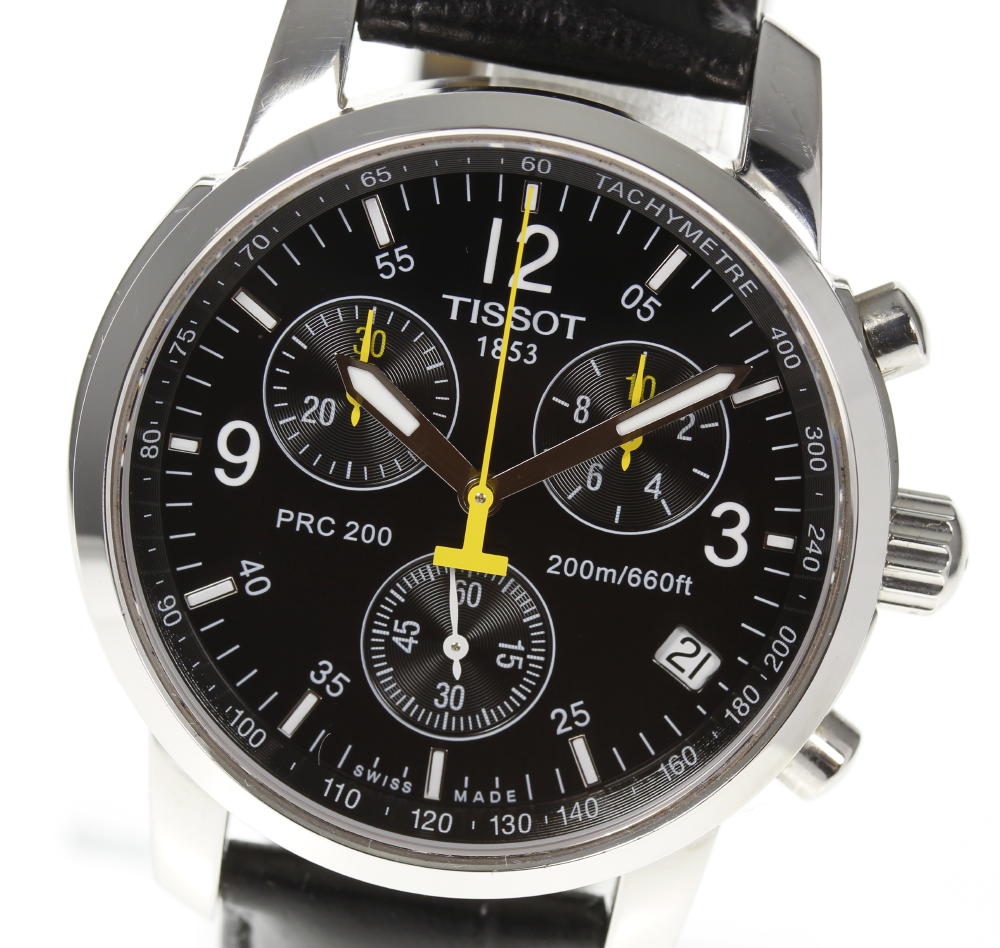 Tissot T Race PRC 200 Chronograph Quartz Black Dial Black Leather Strap Watch for Men - T17.1.526.52 Buy Now By Tissot