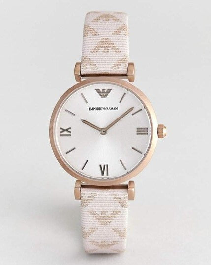 Emporio Armani Analog Grey Dial Pink Leather Strap Watch For Women - AR11126 Buy Now By Emporio Armani