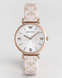 Emporio Armani Analog Grey Dial Pink Leather Strap Watch For Women - AR11126 Buy Now By Emporio Armani