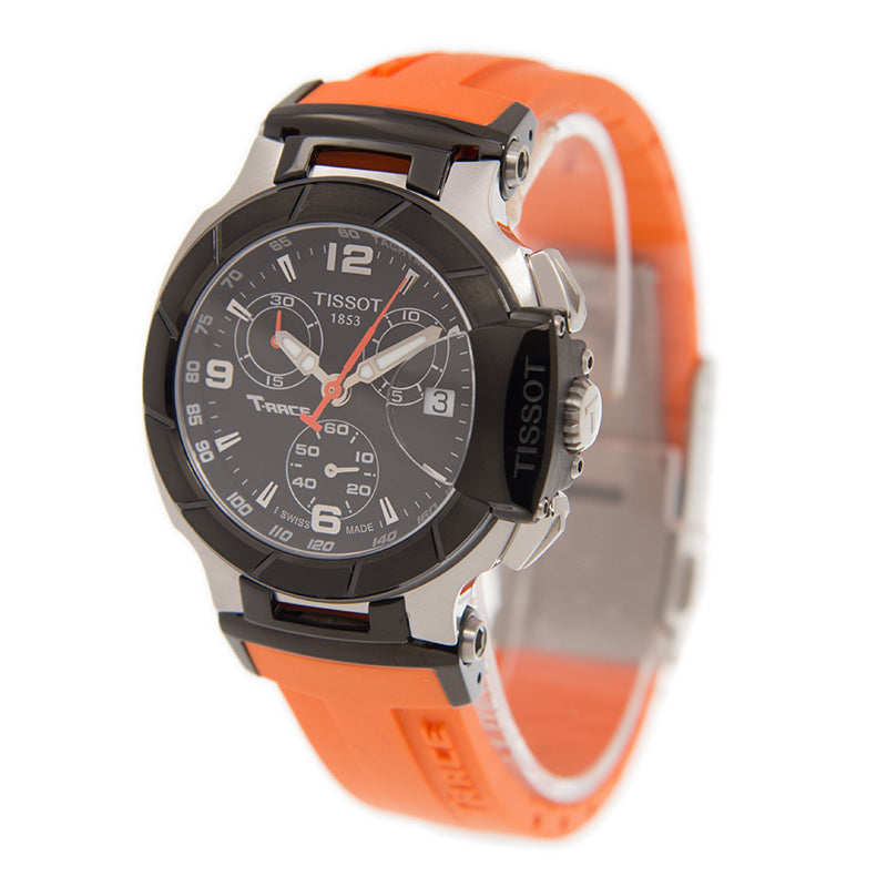 Tissot T Race Chronograph Black Dial Orange Rubber Strap Watch for Women - T048.217.27.057.00 Buy Now By Tissot