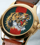 Gucci Le Marche Des Merveilles Red & Green Dial Brown Leather Strap Unisex Watch - YA126497 Buy Now By Gucci