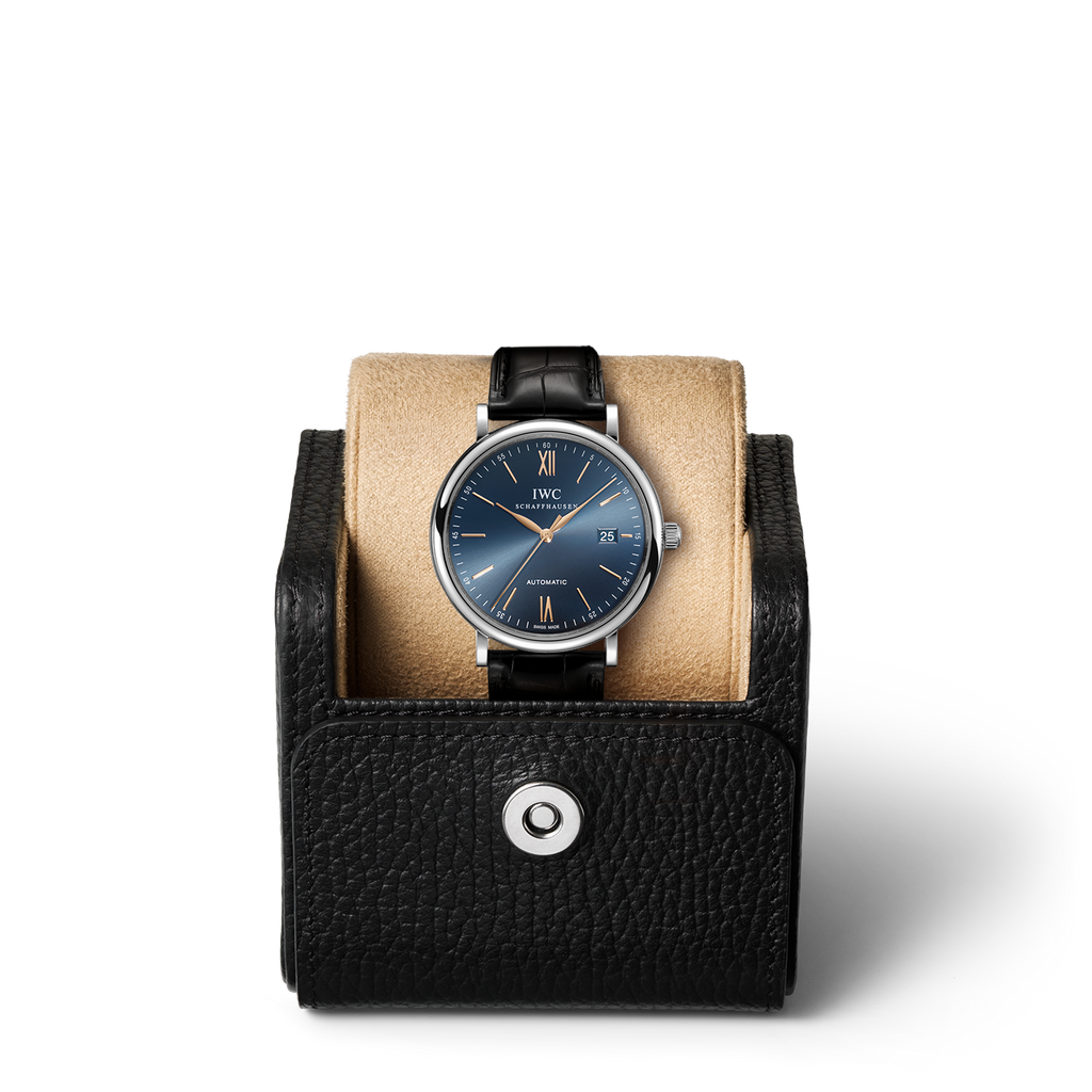 IWC Portofino Automatic Blue Dial Black Leather Strap Watch for Men - IW356523 Buy Now By IWC