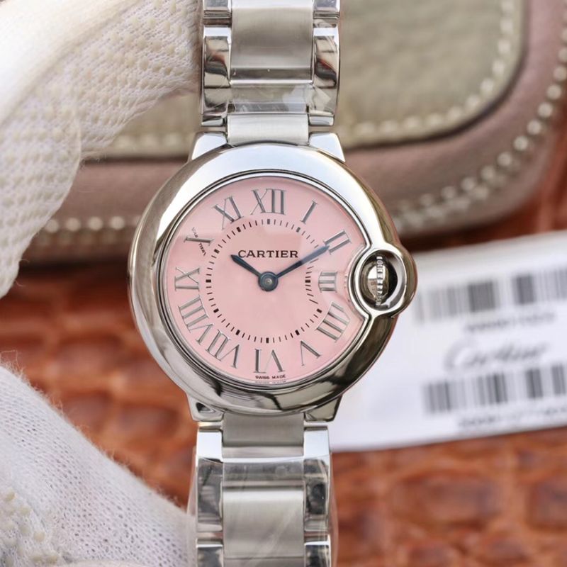 Cartier Ballon Bleu de Cartier Pink Dial Silver Steel Strap Watch for Women - W6920038 Buy Now By Cartier