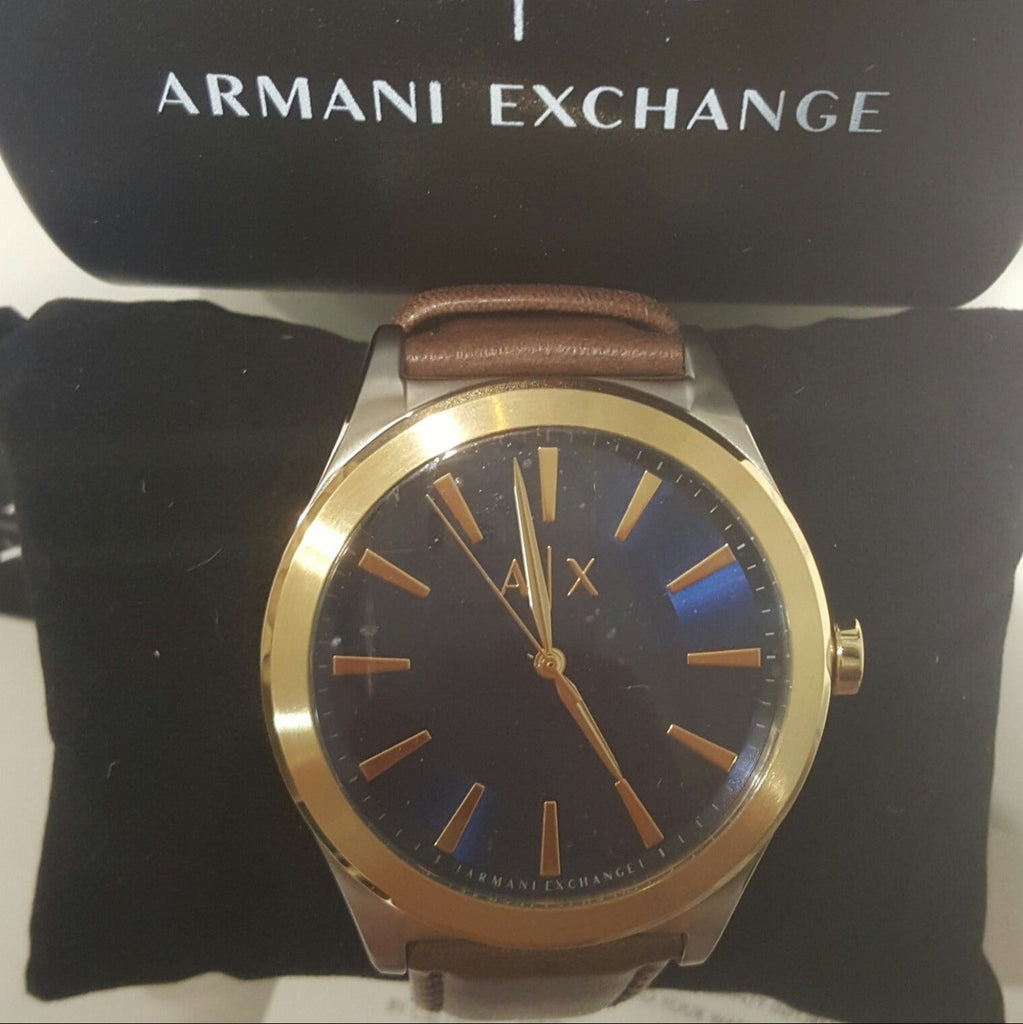 Armani Exchange Nico Quartz Blue Dial Brown Leather Strap Watch For Men - AX2334 Buy Now By Armani Exchange
