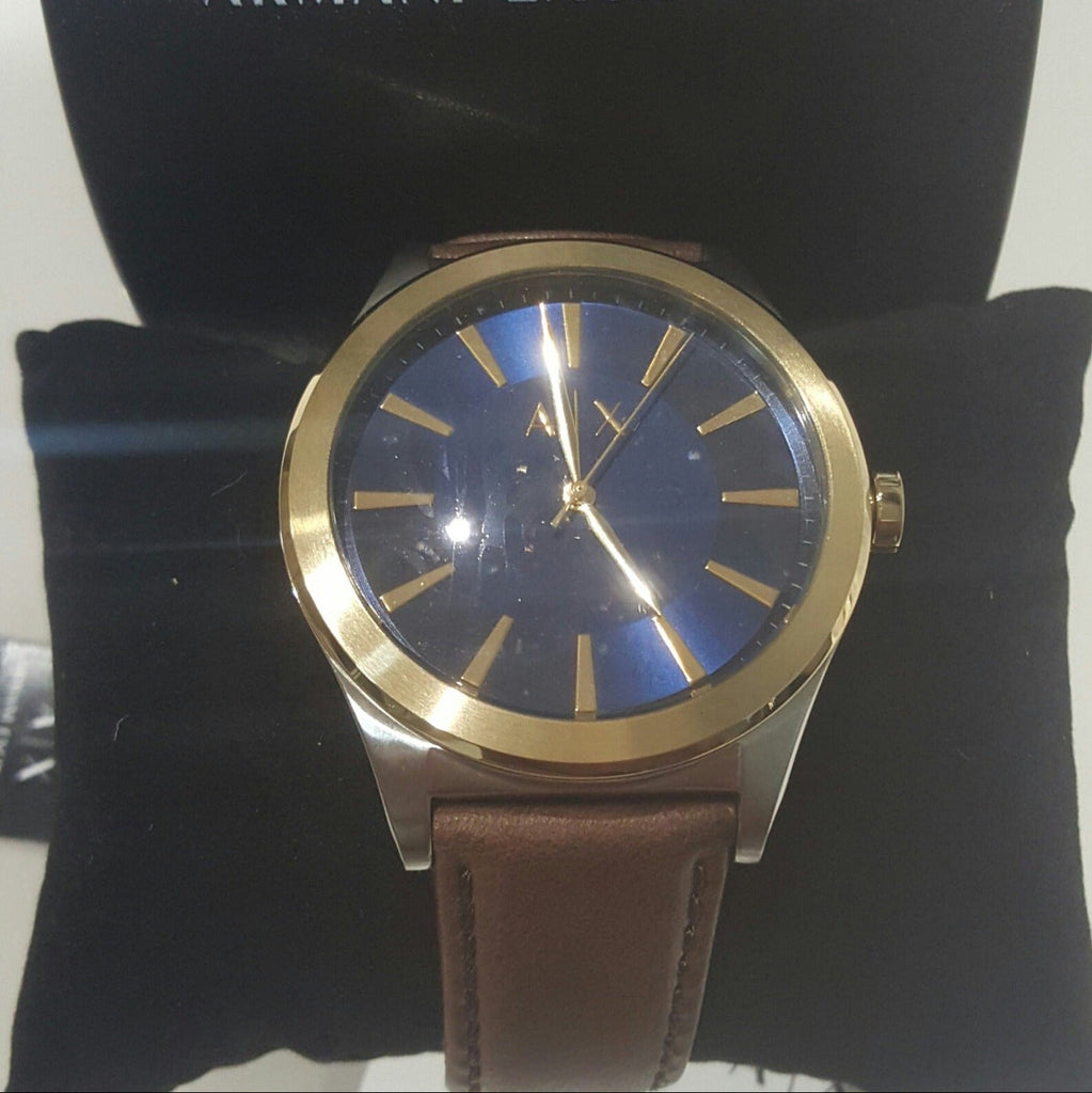 Armani Exchange Nico Quartz Blue Dial Brown Leather Strap Watch For Men - AX2334 Buy Now By Armani Exchange