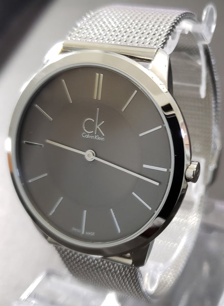 Calvin Klein Minimal Grey Dial Silver Mesh Bracelet Watch for Men - K3M21124 Buy Now By Calvin Klein