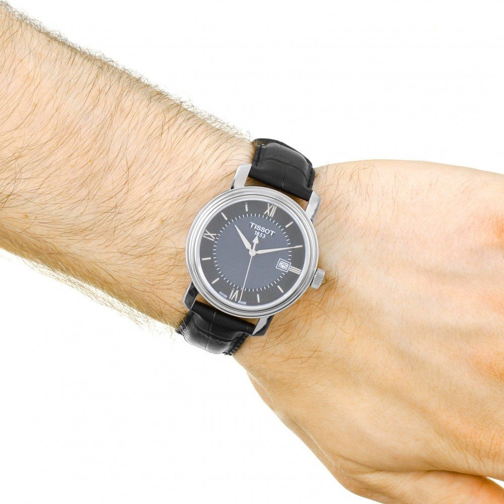 Tissot T Classic Bridgeport Black Dial Black Leather Strap Watch For Women - T097.010.16.058.00 Buy Now By Tissot