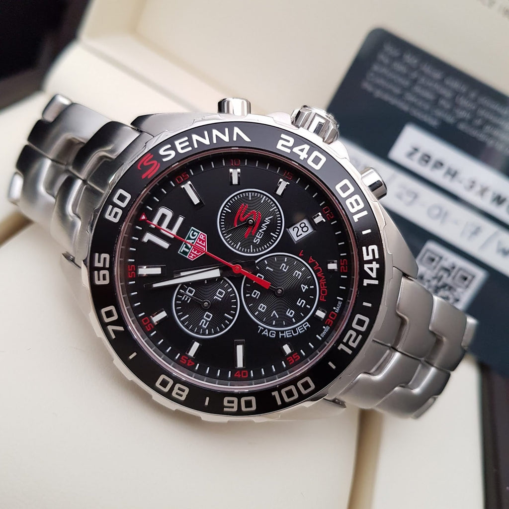 Tag Heuer Senna Chronograph Special Edition Black Dial Silver Steel Strap Watch for Men - CAZ1015.BA0883 Buy Now By Tag Heuer