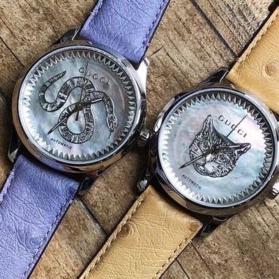 Gucci G Timeless Automatic Mother of Pearl Dial Brown Leather Strap Watch For Women - YA1264112 Buy Now By Gucci