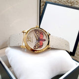 Gucci G Timeless Butterfly White Dial White Leather Strap Watch For Women - YA1264062 Buy Now By Gucci