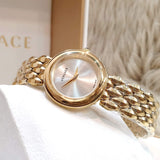 Versace V-Flare Quartz Silver Dial Gold Steel Strap Watch for Women - VEBN00718 Buy Now By Versace