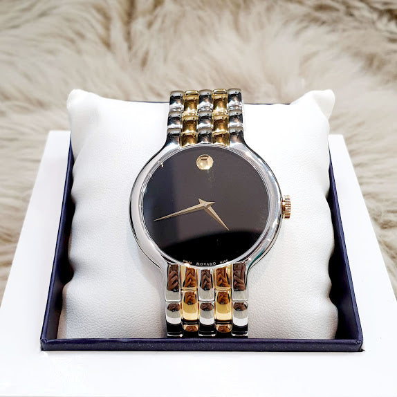 Movado Veturi Quartz Black Dial Two Tone Steel Strap Watch for Men - 0606932 Buy Now By Movado