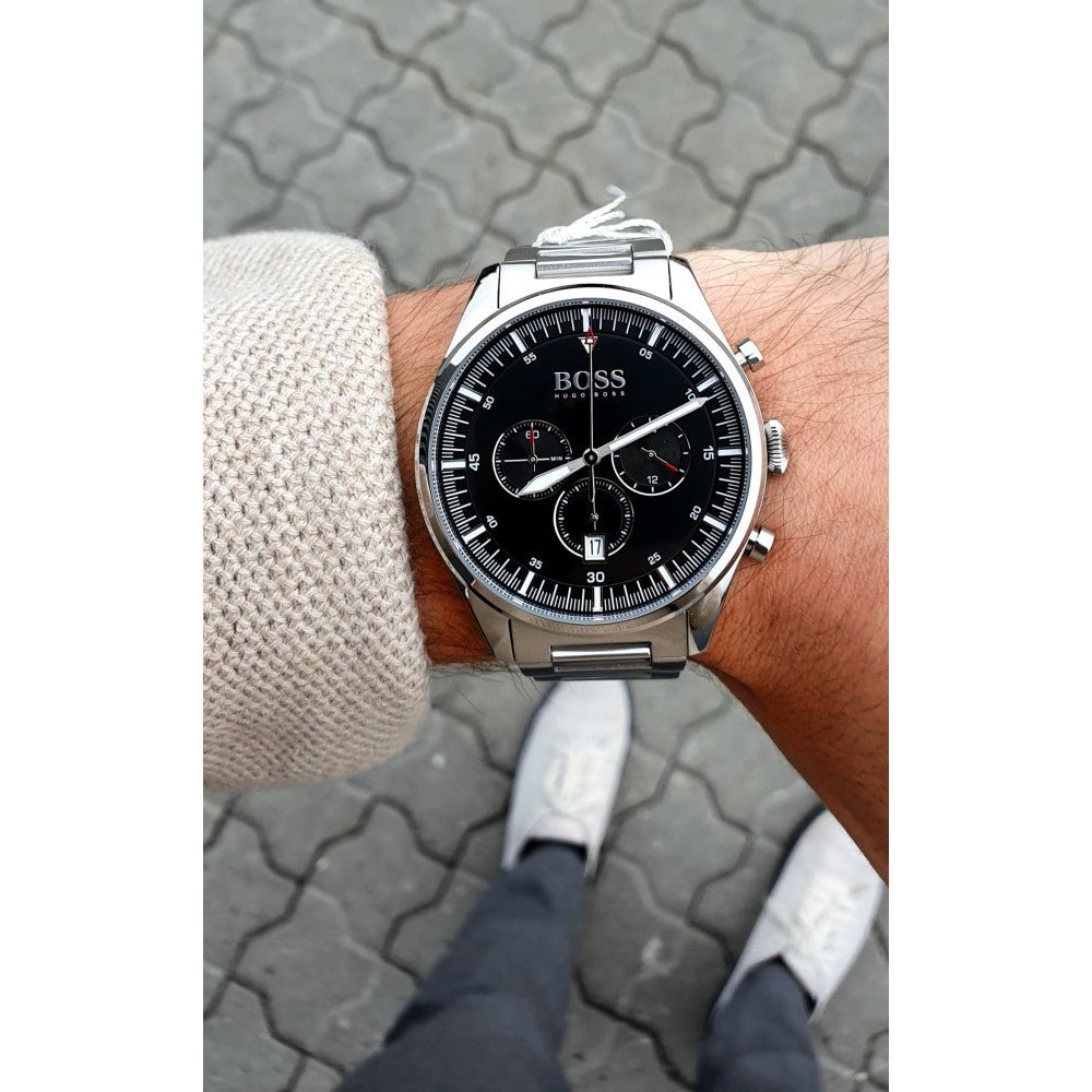 Hugo Boss Pioneer Black Dial Silver Steel Strap Watch for Men - 1513712 Buy Now By Hugo Boss