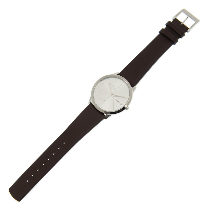 Calvin Klein Minimal Silver Dial Brown Leather Strap Watch for Men - K3M211G6 Buy Now By Calvin Klein