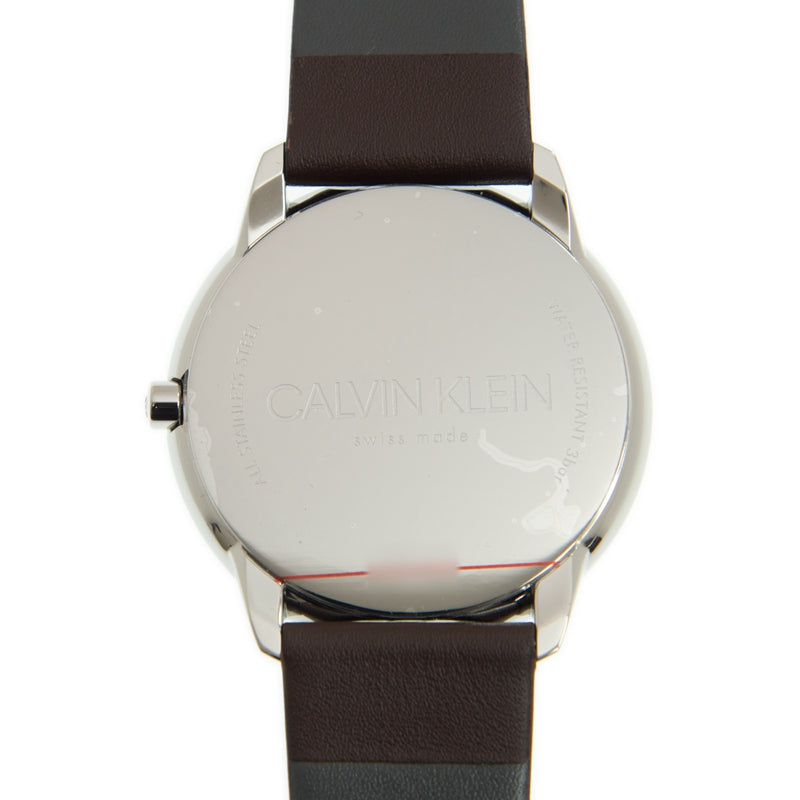 Calvin Klein Minimal Silver Dial Brown Leather Strap Watch for Men - K3M211G6 Buy Now By Calvin Klein