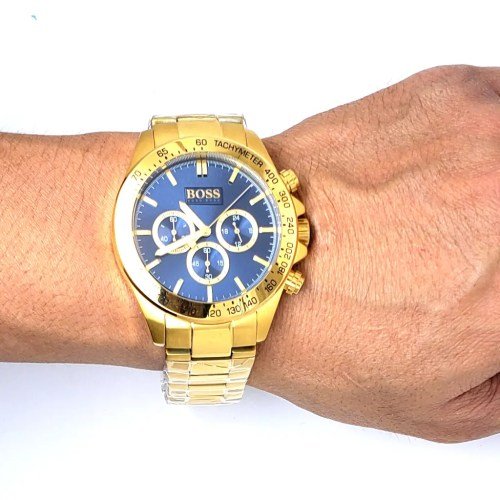 Hugo Boss Ikon Blue Dial Gold Steel Strap Watch for Men - 1513340 Buy Now By Hugo Boss