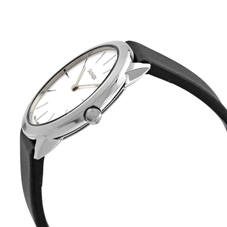 Calvin Klein Minimal Silver Dial Black Leather Strap Watch for Women - K3M221C6 Buy Now By Calvin Klein
