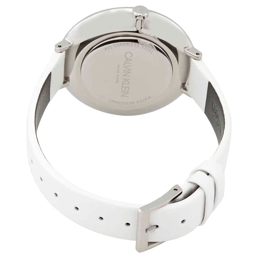 Calvin Klein Rise White Grey Dial White Leather Strap Watch for Women - K7A231L6 Buy Now By Calvin Klein