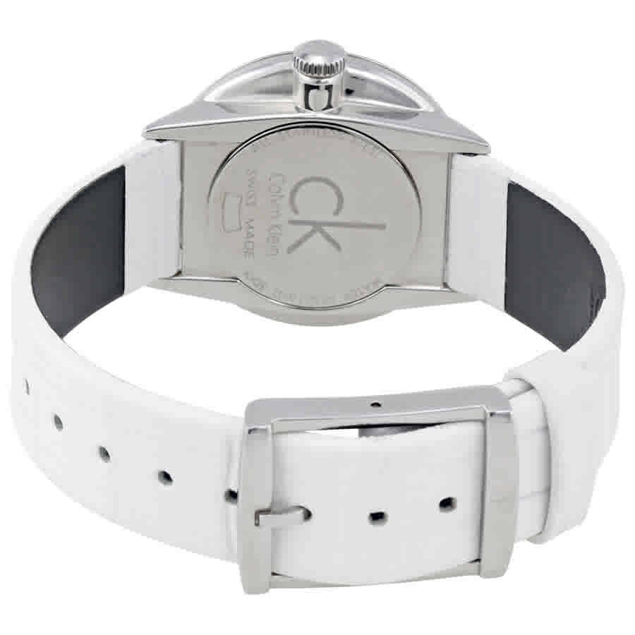 Calvin Klein Accent Silver Dial White Leather Strap Watch for Women - K2Y231K6 Buy Now By Calvin Klein