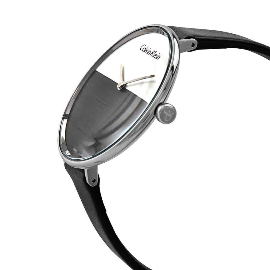 Calvin Klein Rise White Grey Dial Black Leather Strap Watch for Women - K7A231C3 Buy Now By Calvin Klein