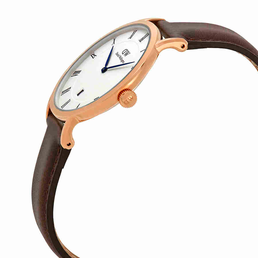 Daniel Wellington Dapper Bristol White Dial Brown Leather Strap Watch For Men - DW00100086 Buy Now By Daniel Wellington