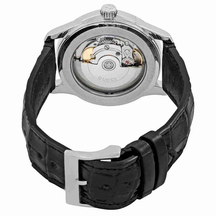 Gucci G Timeless Automatic Silver Dial Black Leather Strap Unisex Watch - YA126468 Buy Now By Gucci