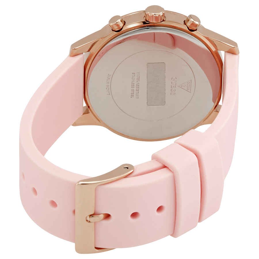 Guess Solar Rose Gold Dial Pink Rubber Strap Watch For Women - W1135L2 Buy Now By Guess