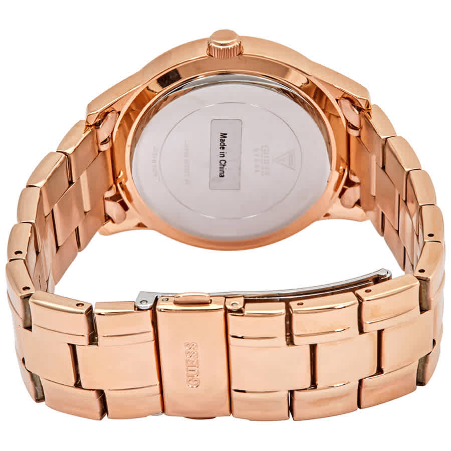 Guess Bedazzle Diamonds Silver Dial Rose Gold Steel Strap Watch For Women - W1097L3 Buy Now By Guess