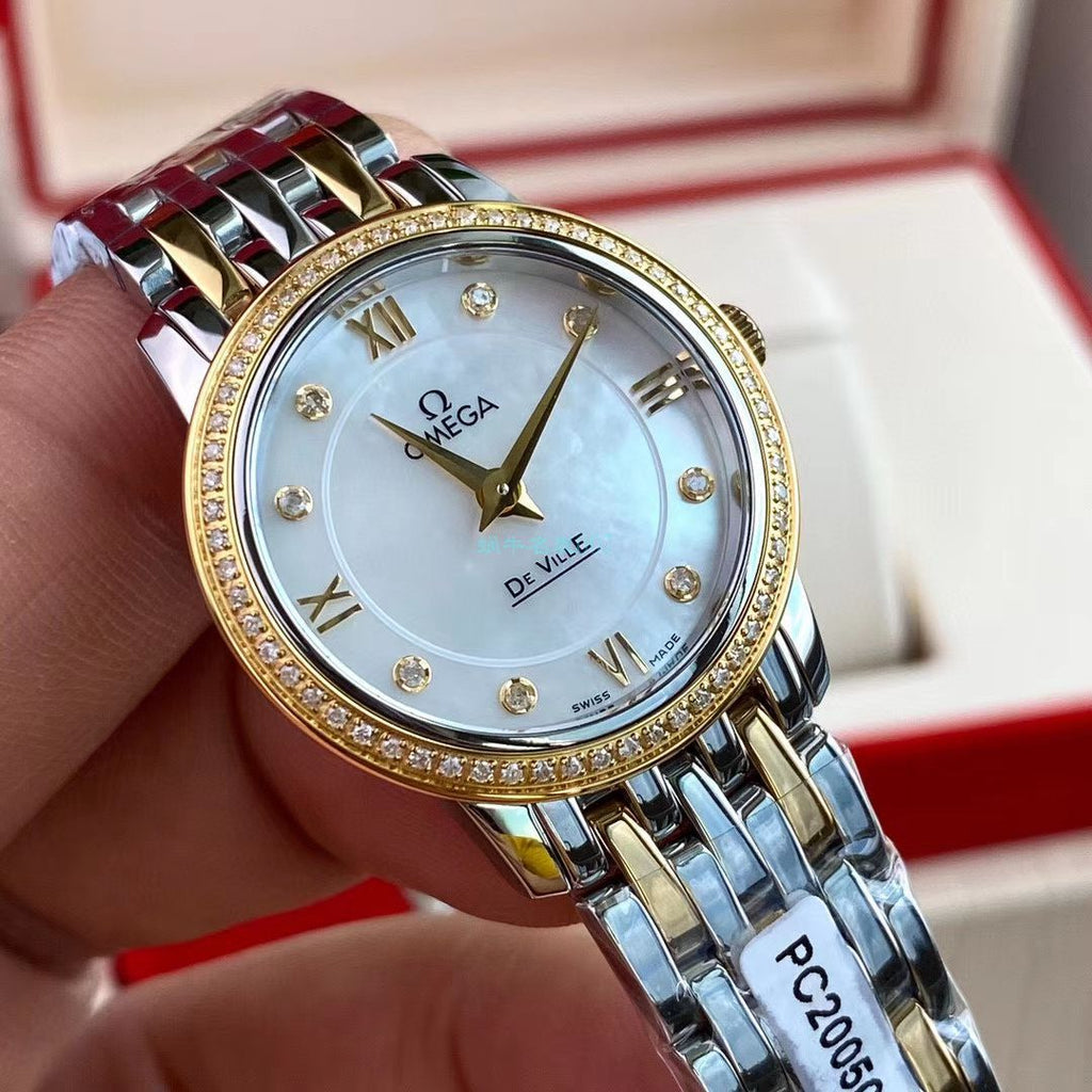 Omega De Ville Prestige Quartz Diamonds Silver Dial Two Tone Steel Strap Watch for Women - 424.25.27.60.52.001 Buy Now By Omega