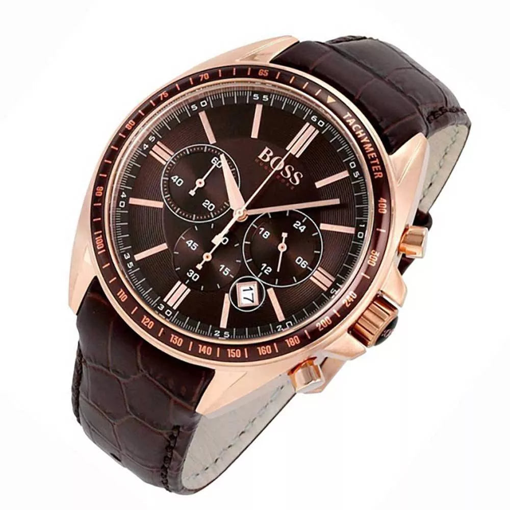 Hugo Boss Driver Chronograph Brown Dial Brown Leather Strap Watch For Men - HB1513093 Buy Now By Hugo Boss