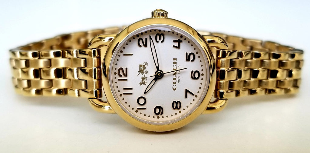 Coach Delancey White Dial Gold Steel Strap Watch for Women - 14502241 Buy Now By Coach