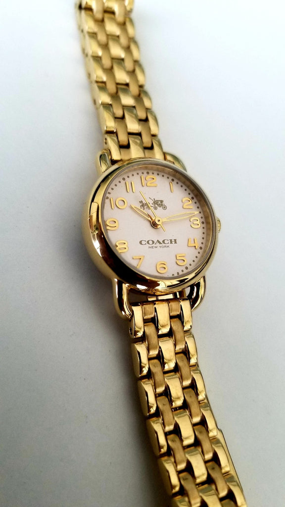 Coach Delancey White Dial Gold Steel Strap Watch for Women - 14502241 Buy Now By Coach