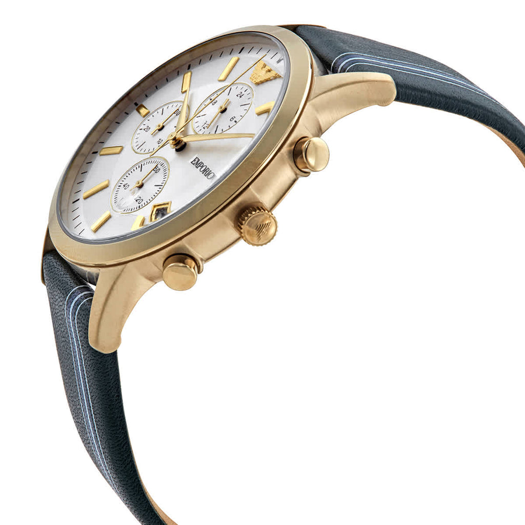 Emporio Armani Renato Chronograph Silver Dial Green Leather Strap Watch For Men - AR11233 Buy Now By Emporio Armani