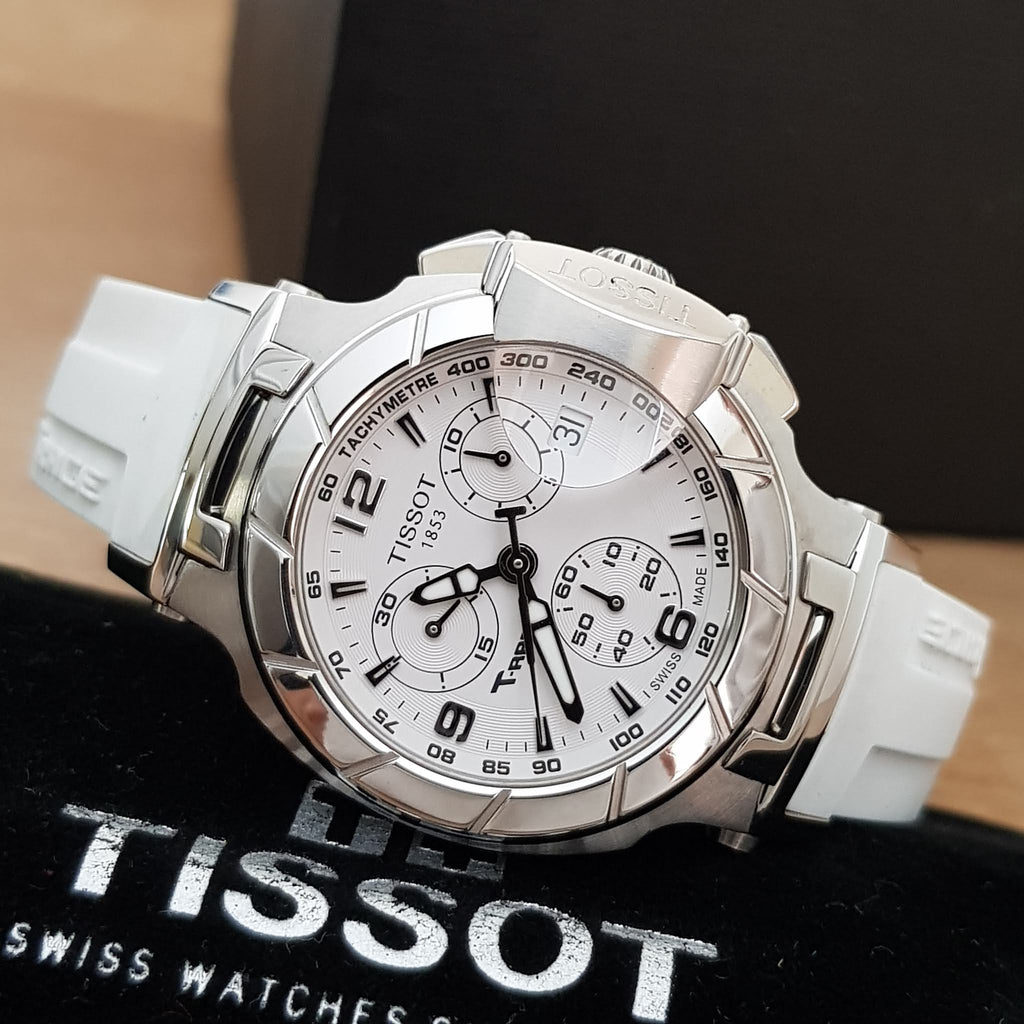 Tissot T Race Lady Chronograph White Dial White Rubber Strap Watch for Women - T048.217.17.017.00 Buy Now By Tissot