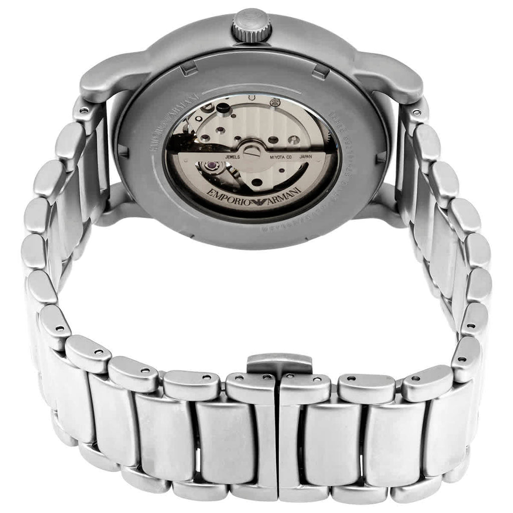 Emporio Armani Meccanico Automatic Skeleton Black Dial Silver Steel Strap Watch For Men - AR60021 Buy Now By Emporio Armani