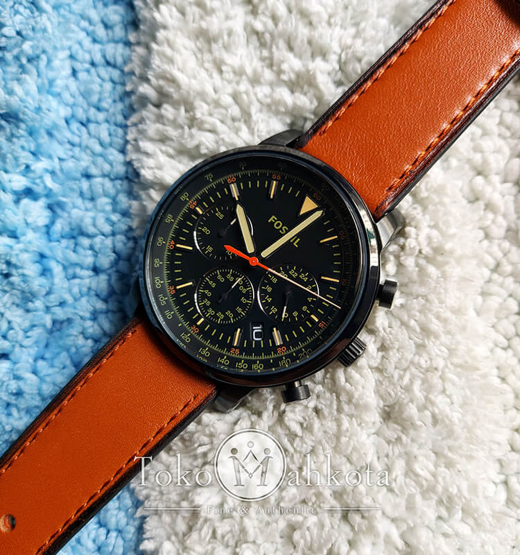 Fossil Goodwin Luggage Chronograph Black Dial Brown Leather Strap Watch for Men - FS5501 Buy Now By Fossil