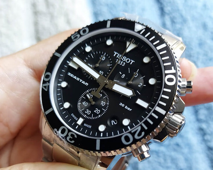 Tissot Seastar 1000 Chronograph Black Dial Silver Steel Strap Watch For Men - T120.417.11.051.00 Buy Now By Tissot