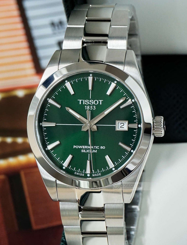Tissot Gentleman Powermatic 80 Silicium Green Dial Silver Steel Strap Watch For Men - T127.407.11.091.01 Buy Now By Tissot