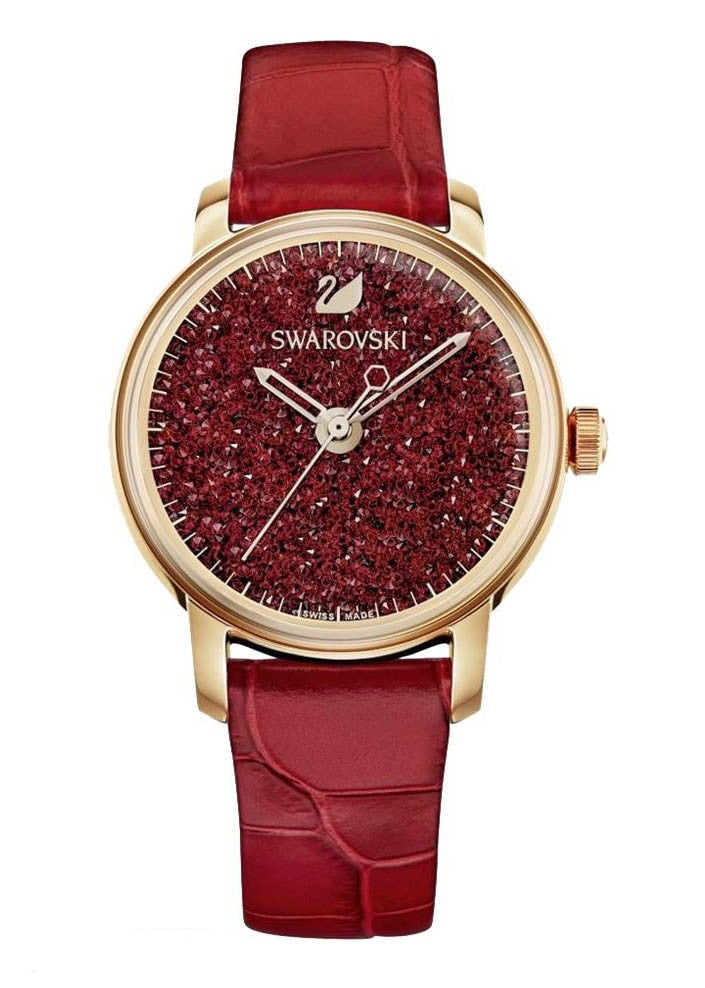 Swarovski Crystalline Hours Red Crystal Dial Red Leather Strap Watch for Women - 5295380 Buy Now By Swarovski
