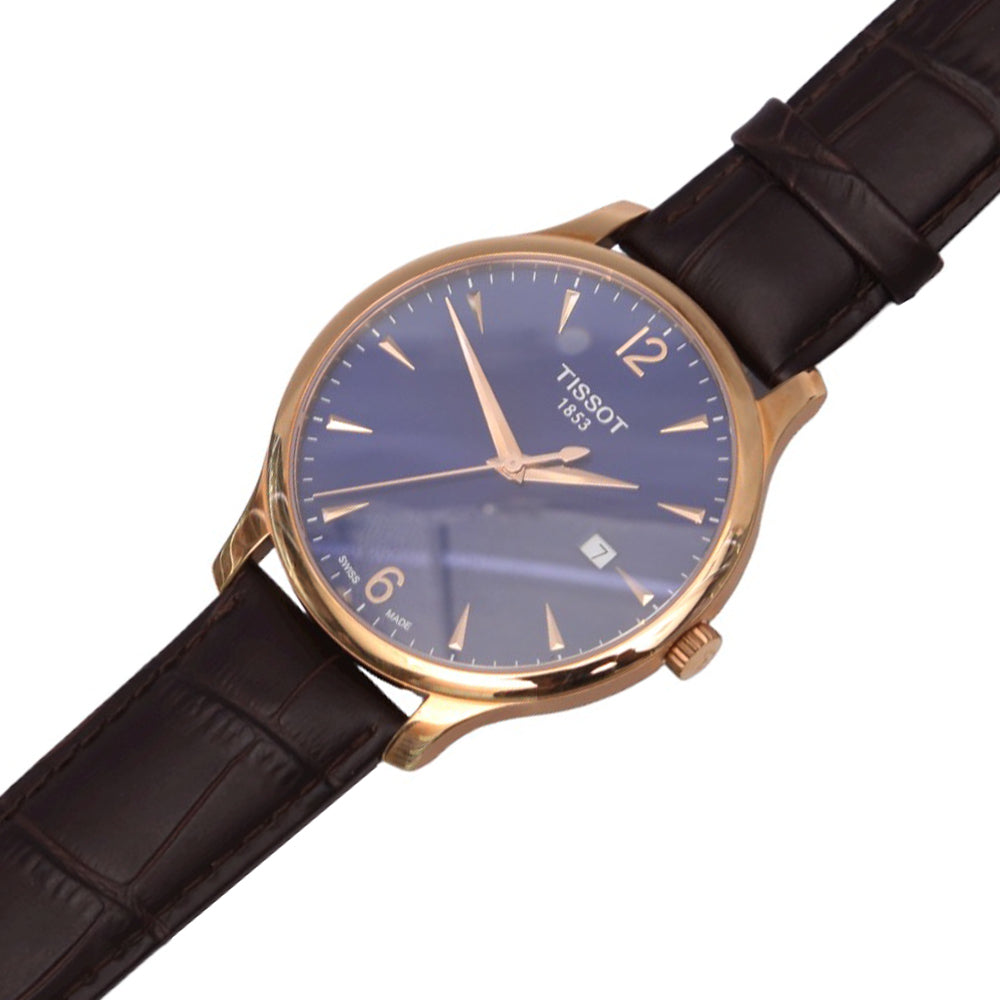 Tissot T Classic Tradition Blue Dial Brown Leather Strap Watch For Men - T063.610.36.047.00 Buy Now By Tissot