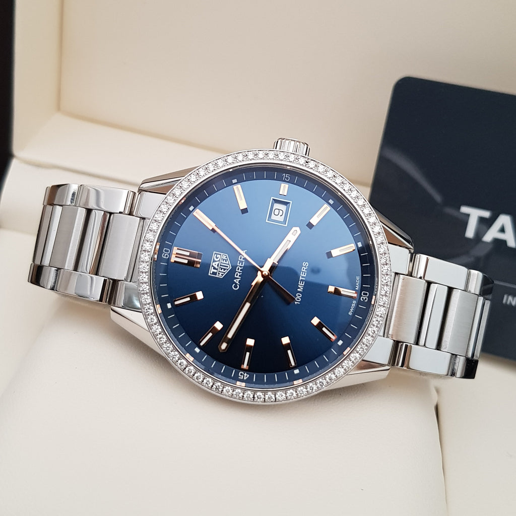 Tag Heuer Carrera Quartz Diamonds Blue Dial Silver Steel Strap Watch for Women - WAR1114.BA0601 Buy Now By Tag Heuer