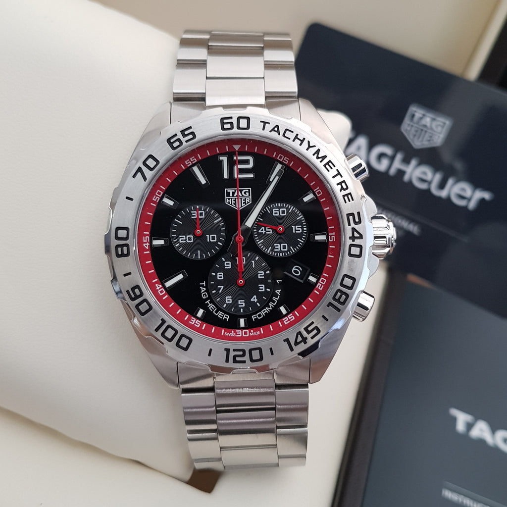 Tag Heuer Formula 1 Chronograph Black Dial Silver Steel Strap Watch for Men - CAZ101Y.BA0842