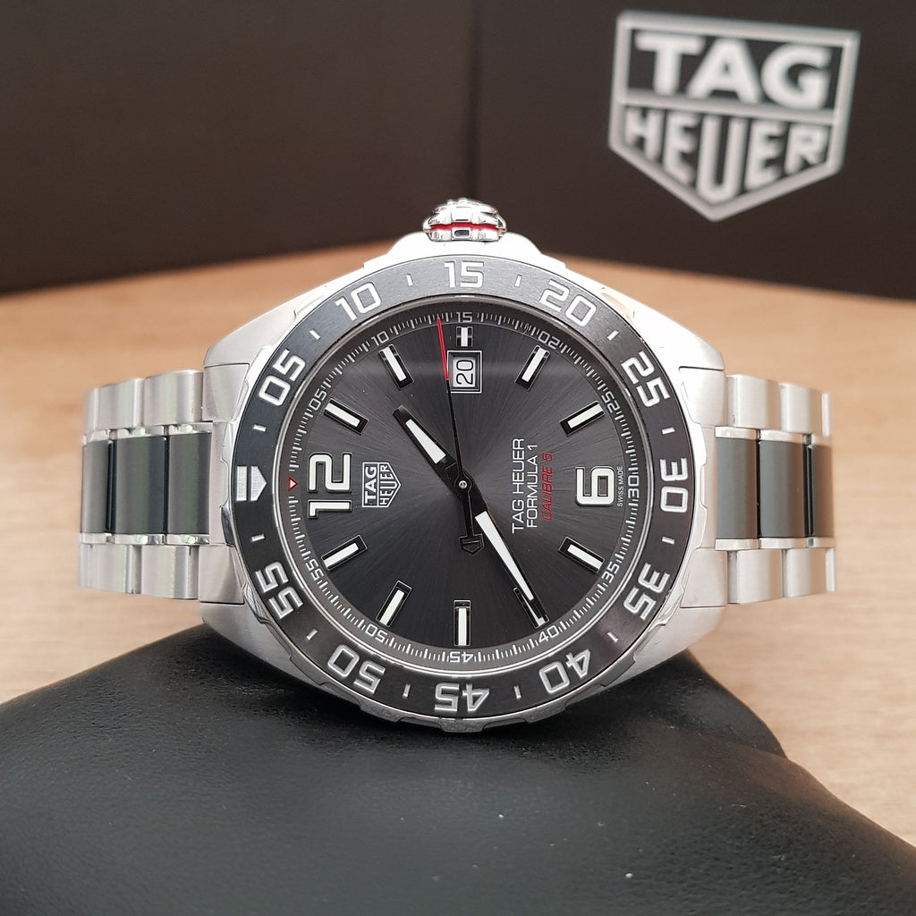 Tag Heuer Formula 1 Calibre 5 Chronograph Anthracite Dial Silver Steel Strap Watch for Men - WAZ2011.BA0842 Buy Now By Tag Heuer