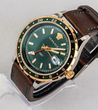 Versace Hellenyium Green Dial Brown Leather Strap Watch for Men - V11090017 Buy Now By Versace