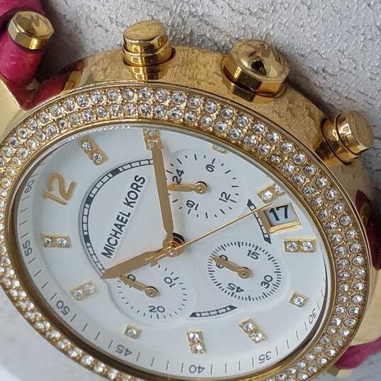 Michael Kors Parker Chronograph White Dial Pink Leather Strap Watch for Women - MK2297 Buy Now By Michael Kors