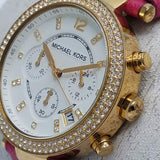 Michael Kors Parker Chronograph White Dial Pink Leather Strap Watch for Women - MK2297 Buy Now By Michael Kors