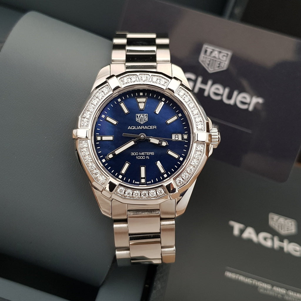 Tag Heuer Aquaracer Quartz Diamonds Blue Dial Silver Steel Strap Watch for Women - WAY131N.BA0748 Buy Now By Tag Heuer